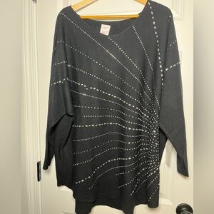 Women's Blouse, Size 3X, Vibrant Black Long Sleeves NWT